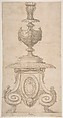 Design for Candlestick or for a Crucifix Base, Perino del Vaga (Pietro Buonaccorsi) (studio) Italian, Pen and brown ink, brush and brown wash, over leadpoint