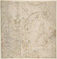 Design for a Grotesque Wall Decoration, Perino del Vaga (Pietro Buonaccorsi) (Italian, Florence 1501–1547 Rome), Pen and brown ink