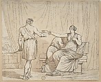 Death of a Roman Matron, Bartolomeo Pinelli (Italian, Rome 1781–1835 Rome), Pen and ink, brush and brown wash