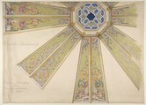 Design for the Interior Cupola of a Domed Chapel, Farnborough, England, Jules-Edmond-Charles Lachaise (French, died 1897), Watercolor, gilt, pen and gray ink, graphite