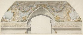 Design for Hôtel de Trevise, Paris, Jules-Edmond-Charles Lachaise (French, died 1897), Pen and gray ink, watercolor, heightened with white