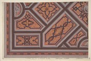 Design for the Decoration of the Ceiling in the Vestibule (Ier étage), Hôtel de S. A. le Prince de P... [Pless?}, Berlin, Jules-Edmond-Charles Lachaise (French, died 1897), Watercolor, gouache, and gold paint
