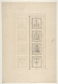Design for double doors in a house at 18 rue Matignon, Jules-Edmond-Charles Lachaise (French, died 1897), Graphite and pen and ink on laid paper