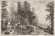 View of a Small House Built into a Rock, Isaak Major  German, Engraving