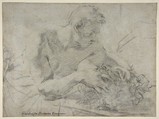 David With the Head of Goliath (recto); Study of Lower Leg and Right Foot (verso), Giovanni Battista Piazzetta (Italian, Venice 1682–1754 Venice), Charcoal, highlighted with white, on gray-blue paper faded to gray-brown (recto); black chalk (verso)