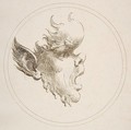 Grotesque Head With a Bulging Forehead Looking to the Right Within a Circle, Gaetano Piccini (Italian, active Rome, 1710–30), Pen and brown ink