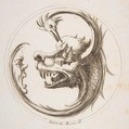 Two Beasts and a Human Mask within a Circle, Gaetano Piccini (Italian, active Rome, 1710–30), Pen and brown ink