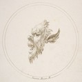 Small Grotesque Head Looking to the Left Within a Circle, Gaetano Piccini (Italian, active Rome, 1710–30), Pen and brown ink