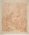 The Assumption of the Virgin, Attributed to Bernardino Poccetti (Italian, San Marino di Valdelsa 1548–1612 Florence), Red chalk, over charcoal, squared for transfer