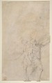 Standing Dominican or Servite Holding a Book and Staff (recto); Study of two warriors (verso), Bernardino Poccetti (Italian, San Marino di Valdelsa 1548–1612 Florence), Red chalk (recto); black chalk (verso)