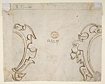 Designs for Cartouche (recto and verso), Ascribed to Bernardino Poccetti (Italian, San Marino di Valdelsa 1548–1612 Florence), Pen and brown ink, over leadpoint or black chalk