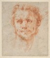 Study of a Man's Head, Jacopo da Pontormo (Jacopo Carucci) (Italian, Pontormo 1494–1556 Florence), Red chalk; stumping