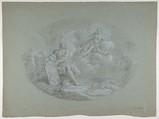 Venus in the Forge of Vulcan (Aeneid VIII: 370 ff), Stefano Pozzi (Italian, Rome 1699–1768 Rome), Black chalk, highlighted with white chalk, on blue-green paper