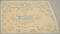 Design for the decoration of the stairway in the Chateau d'Ognon of M. de Machy (Oise, France), Jules-Edmond-Charles Lachaise (French, died 1897), Graphite and watercolor heightened with white on wove paper; inlaid in blue wove paper