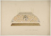 Design for the decoration of the stairway in the Château d'Ognon of M. deMachy (Oise, France), Jules-Edmond-Charles Lachaise (French, died 1897), Graphite, pen and ink, watercolor, and gouache on wove paper