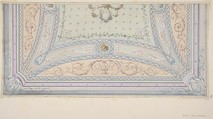 Ceiling design for a house on the rue Velezai, Jules-Edmond-Charles Lachaise (French, died 1897), Pen and ink, watercolor, and gouache