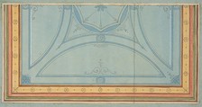Design for the painted decoration of a ceiling, Jules-Edmond-Charles Lachaise (French, died 1897), Graphite and watercolor on laid paper