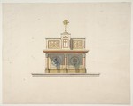 Design for an altar table surmounted by a crucifixion, Jules-Edmond-Charles Lachaise (French, died 1897), Pen and ink, watercolor, and gold paint on wove paper