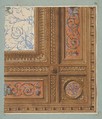 Design for the painted decoration of a coffered ceiling with initials:  VR, Jules-Edmond-Charles Lachaise (French, died 1897), pen and ink, watercolor, and gouache on wove paper