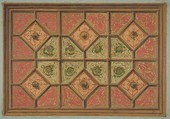 Design for the painted decoration of a coffered ceiling incorporating the initial:  H, Jules-Edmond-Charles Lachaise (French, died 1897), Gouache and oil paint on laid paper