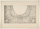 Design for the painted decoration of a ceiling with the monogram:  M, Jules-Edmond-Charles Lachaise (French, died 1897), pen and ink, brush and wash over graphite on wove paper
