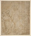The Birth of Saint Francis of Assisi, Camillo Procaccini (Italian, Bologna 1555–1629 Milan), Pen and brown ink, brush and pale brown wash, on beige paper.  Squared in charcoal