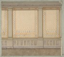 Design for decoration of a wall with painted panels separated by pilasters, Jules-Edmond-Charles Lachaise French, graphite and watercolor on laid paper