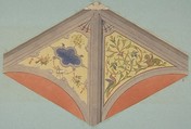 Designs for the painted decoration of a vaulted ceiling, Jules-Edmond-Charles Lachaise French, gra[jote. [em amd oml. And watercolor on wove paper mounted on blue paper