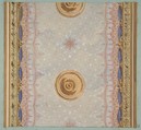 A design for the painted decoration of a ceiling or walls, Jules-Edmond-Charles Lachaise French, graphite, pen and ink, watercolor, and gold paint on laid paper mounted on blue wove paper