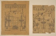 Two Views of a Grand Foyer, Jules-Edmond-Charles Lachaise French, Pen and ink on tracing paper, mounted on heavy wove paper