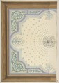 Design for the decoration of a ceiling with strapwork and rinceaux, Jules-Edmond-Charles Lachaise French, pen and ink and watercolor on wove paper; mounted on wove paper