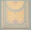 Design for the painted decoration of a ceiling, Jules-Edmond-Charles Lachaise French, pen and ink and watercolor on wove paper; mounted on blue wove paper