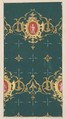 Design for wallpaper featuring rinceaux and carouches framing figures, Jules-Edmond-Charles Lachaise  French, gouache on wove paper