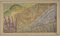 Fragment of a Tapestry Cartoon: Outstretched Hand, Body of a Seraph, and a Wing, School of Raphael (Raffaello Sanzio or Santi) (Italian, Urbino 1483–1520 Rome), Brush, yellow, pink, green, gray and white gouache, over black chalk