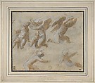 Cherubs, School of Raphael (Raffaello Sanzio or Santi) (Italian, Urbino 1483–1520 Rome), Pen and brown ink, brush and brown wash, highlighted with white