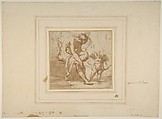 Venus Leaving the Bath, and Cupid, Anonymous, Italian, Roman-Bolognese, 17th century, Pen and brown ink, brush and brown wash, on cream paper