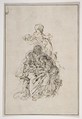 Studies for an Education of the Virgin: Saint Anne Teaching the Virgin to Read, Sebastiano Ricci (Italian, Belluno 1659–1734 Venice), Pen and brown ink over black chalk