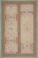Designs for two panels painted in rinceaux, Jules-Edmond-Charles Lachaise French, Pen and ink and watercolor on laid paper; mounted on blue wove paper