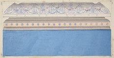 Design for the decoration of a ceiling cove and moulding, Jules-Edmond-Charles Lachaise  French, watercolor, gouache, and gold paint over graphite on wove paper; mounted on wove paper