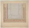 Partial design for ceiling with a border of flowers, Jules-Edmond-Charles Lachaise French, graphite, pen and ink, watercolor, and gouache on wove paper