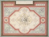 Design for the decoration of a ceiling, Jules-Edmond-Charles Lachaise French, graphite, watercolor, and gouache on laid paper; mounted on blue wove paper