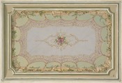 Design for the painted decoration of a ceiling with a trompe l'oeil canopy and roses, Jules-Edmond-Charles Lachaise  French, gouache on wove paper; inlaid in laid paper