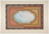 Design for a ceiling painted with trompe l'oeil clouds, Jules-Edmond-Charles Lachaise  French, watercolor, gouache, and gold paint on wove paper
