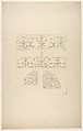 Four designs for decorative patters featuring foliage, flowers, and scrolls, Jules-Edmond-Charles Lachaise French, pen and ink and wash on wove paper
