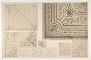Eleven designs for the decoration of interiors, Jules-Edmond-Charles Lachaise French, graphite and black chalk on various papers; mounted on cardboard