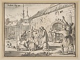 An Islamic Prophet Appearing in the Courtyard of a Prison in Alexandria, Jan Goeree  Dutch, Pen and black ink, brush and gray wash, over a sketch in red chalk, incised for transfer; double framing lines in pen and brown ink, probably by the artist