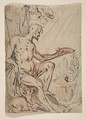 Saint John the Baptist in a Landscape, Hans Stutte German, Pen and brown ink, over a sketch in red chalk.