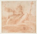 God the Father, Pomarancio (Cristoforo Roncalli) (Italian, Pomarance ca. 1553–1626 Rome), Red chalk; squared in red chalk
