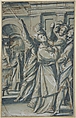 A Deacon Led to Martyrdom, Giovanni Mauro della Rovere (Italian, Milan ca. 1575–ca. 1640 Milan (?)), Pen and brown ink, brush and blue wash, highlighted with chinese white, on blue paper