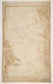 Two Figures in an Architectural Setting: A Female Nude Seated in a Profile View and  a Seated Male Nude in a Three-Quarter View with the Left Leg Bent, circle of Rosso Fiorentino (Italian, Florence 1494–1540 Fontainebleau), Pen and brown ink, red and black chalk.